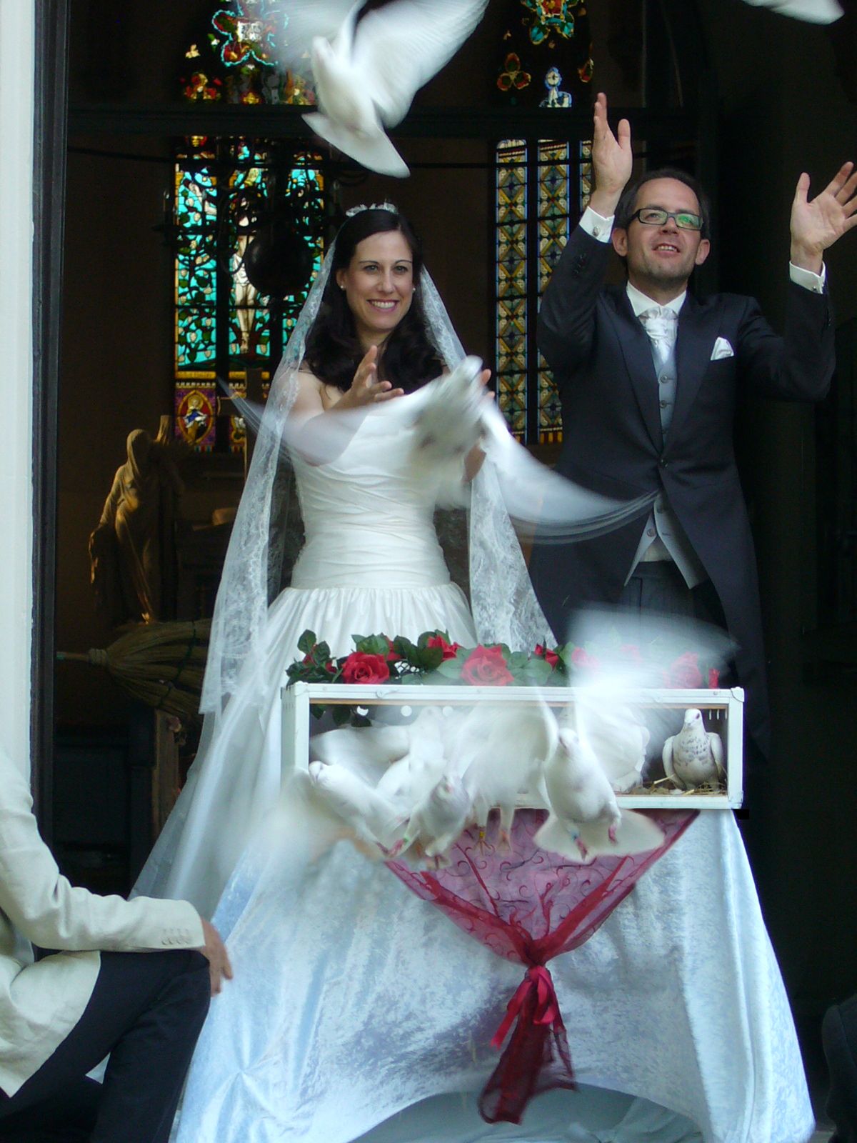 Hochzeitstauben Abflug